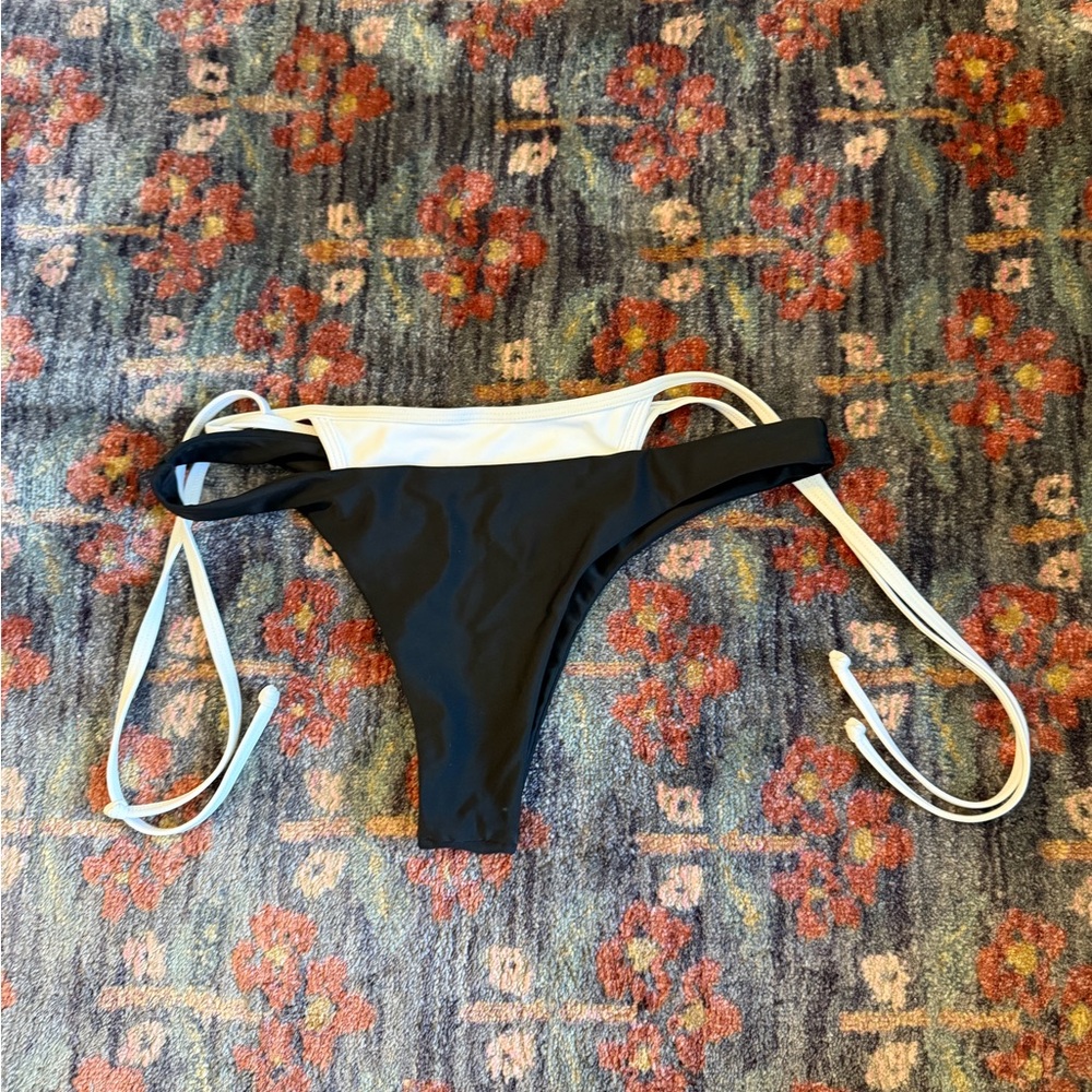 Strawberry Milk Mob Black and White Tie-Side Bikini Bottom - Picture 3 of 3